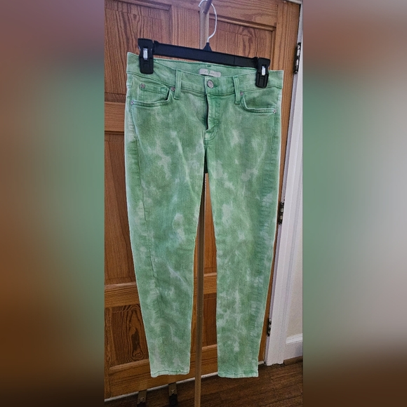 7 For All Mankind Denim - 7 for all Mankind Green Acid Wash Skinny Jeans Size 27
